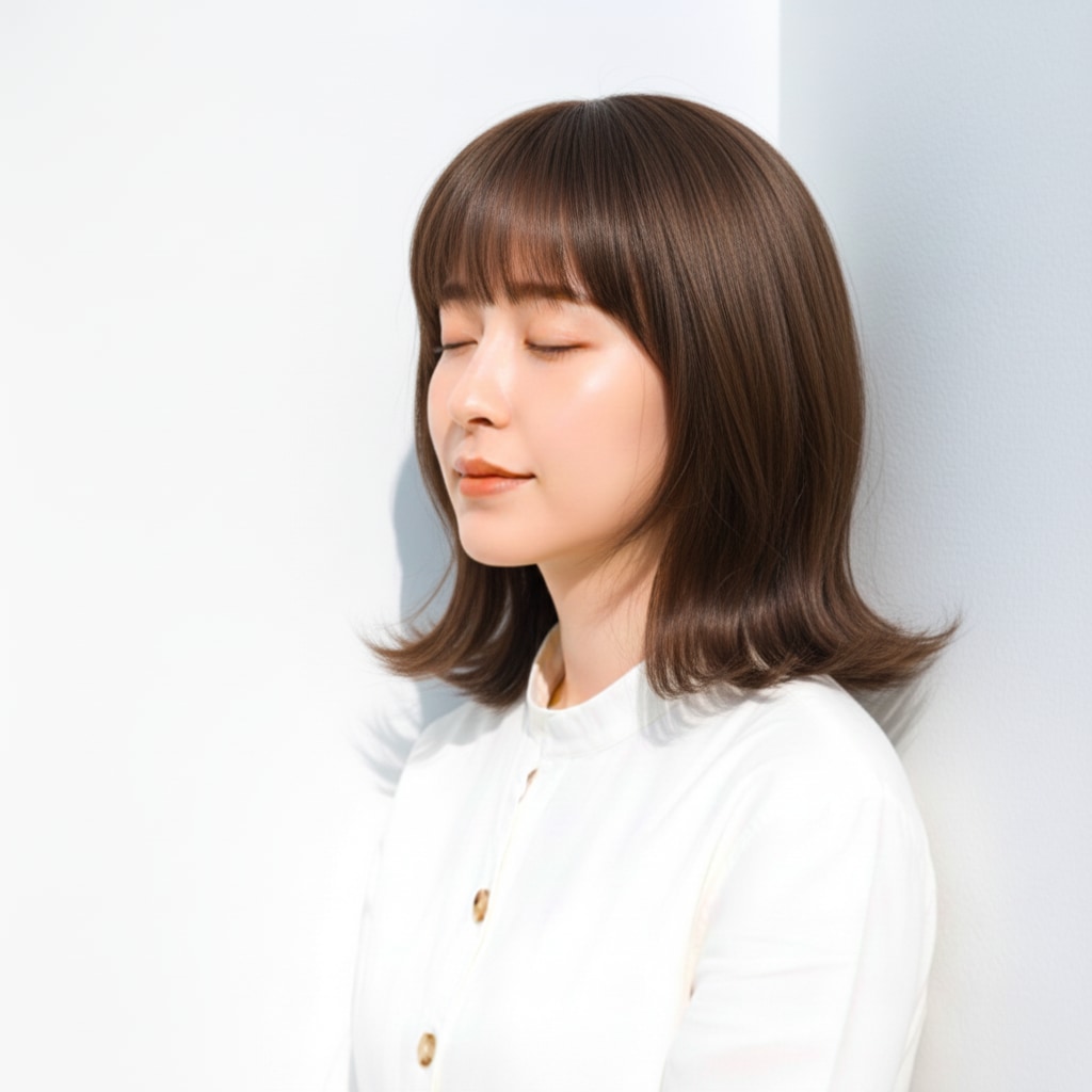 2. アッシュオリーブブラウン×外ハネレイヤー：軽さとくすみ感を両立