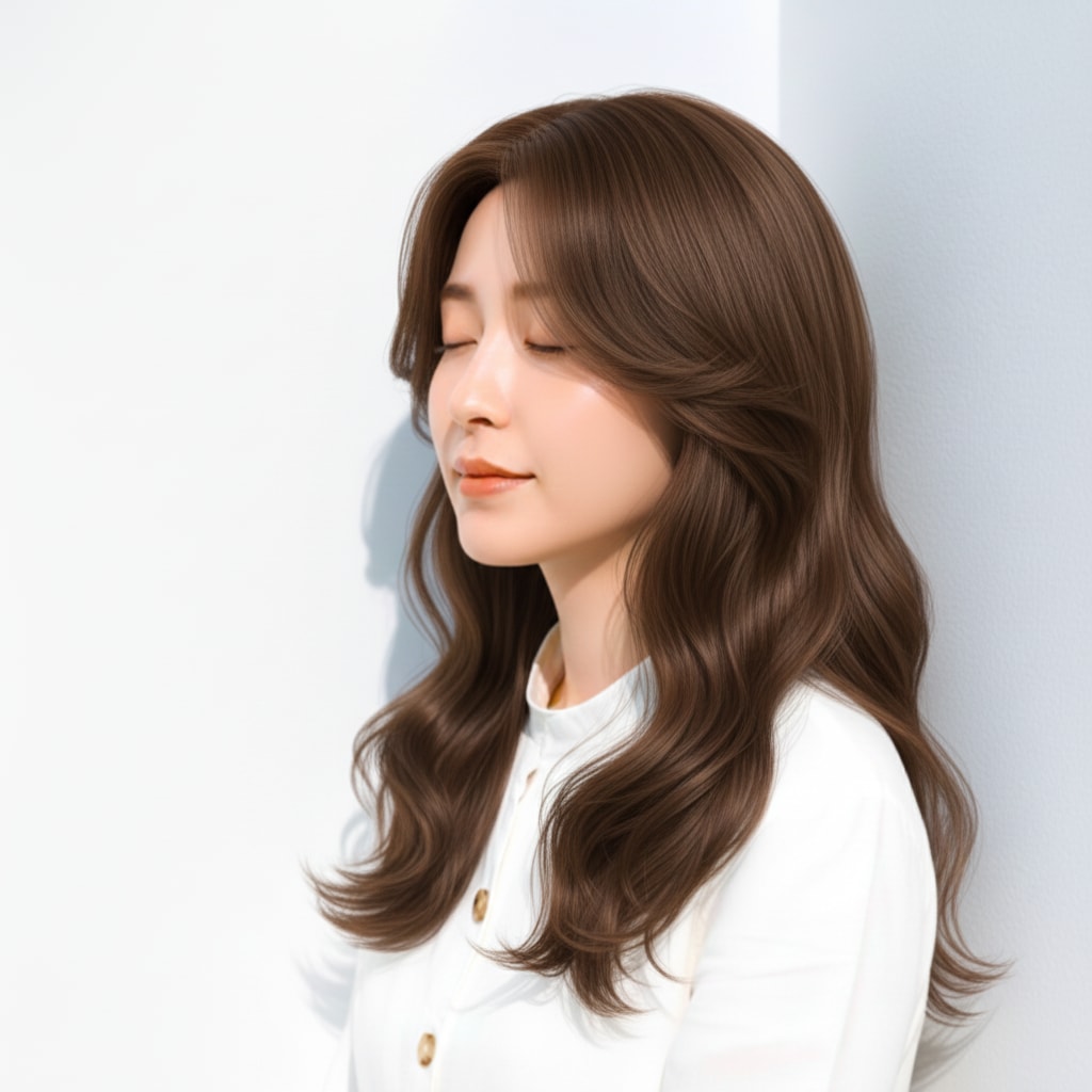 1. キャメルブラウン×やわらかウェーブ：自然な陰影で立体感が出るカラー