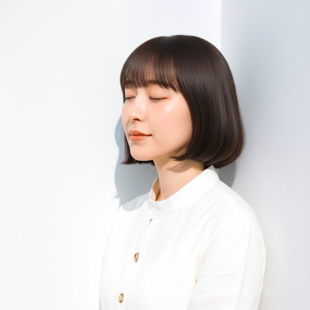 2. ダークキャメルブラウン×まとまりボブ：大人っぽく品よく見せる深みカラー