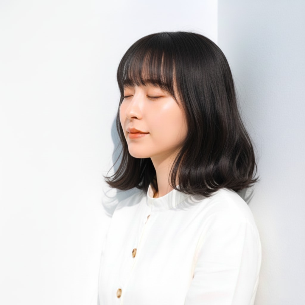 1. グレージュ×柔らか外巻きミディ：自然な透け感で軽さアップ