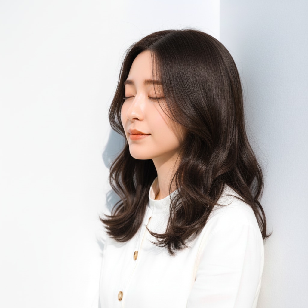 3. ライトグレージュ×ゆるウェーブ：柔らかい陰影が出る抜け感カラー