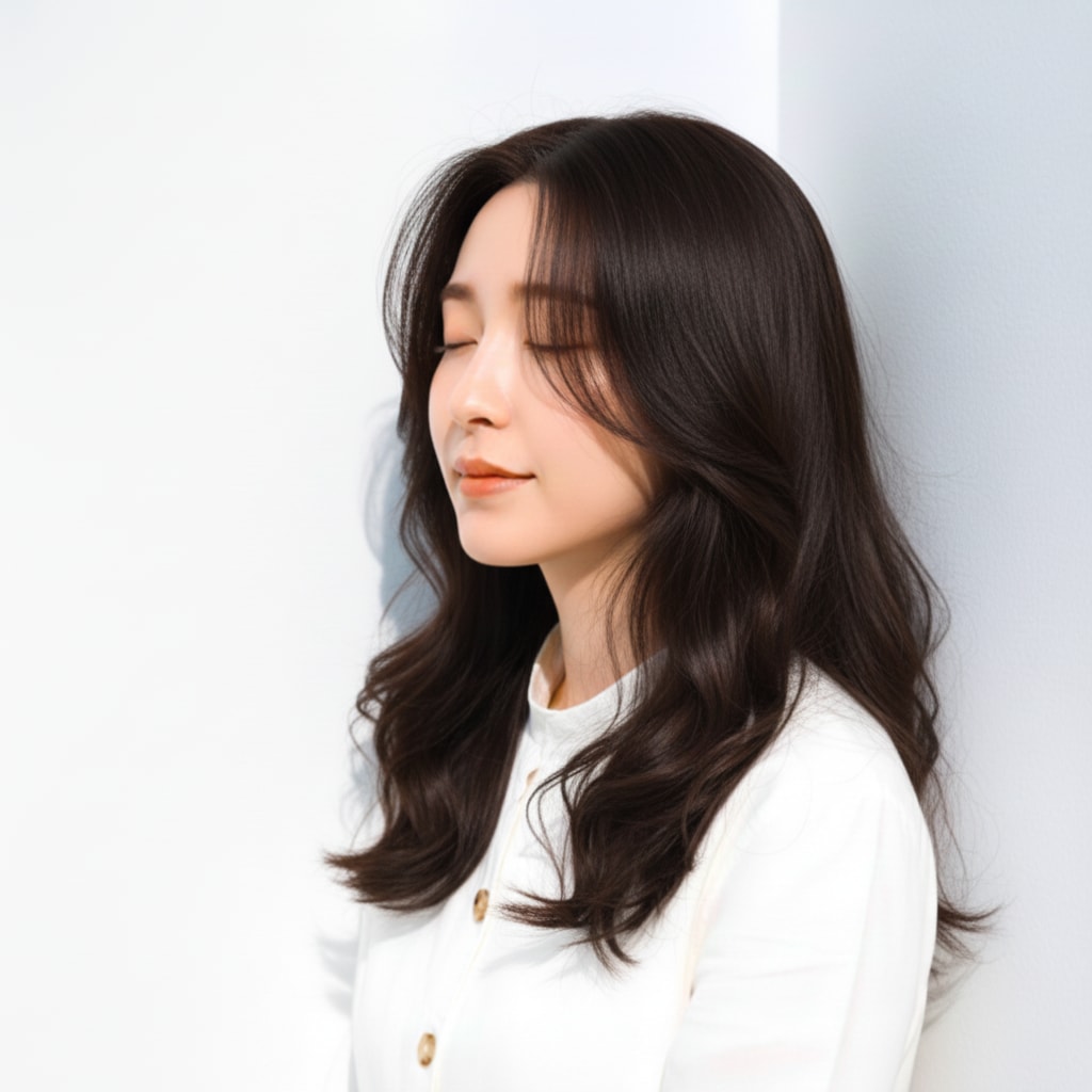 1. ダークブラウン×やわらかウェーブ：深みの中に軽さが宿る質感カラー