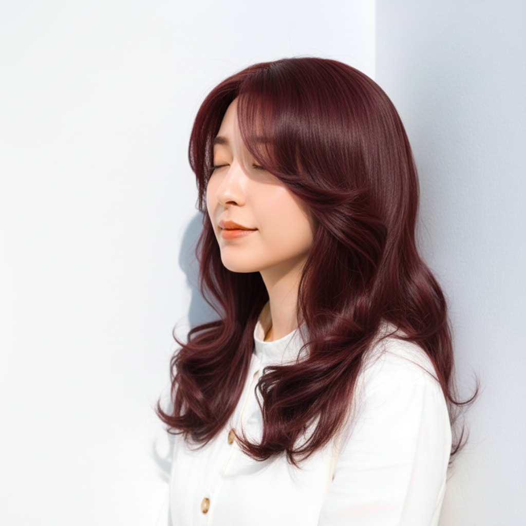 3. チェリーライラックレッド×レイヤーカール：華やかで透明感のある赤み