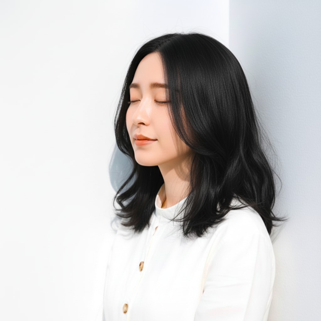 1. ネイビーブルー×ゆるレイヤー：深みと透明感が両立する寒色ヘア