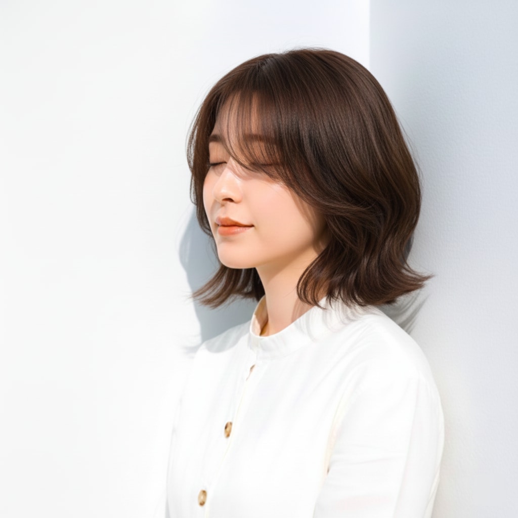 2. モカミルクティーブラウン×ゆる外ハネ：軽さが出るこなれカラー