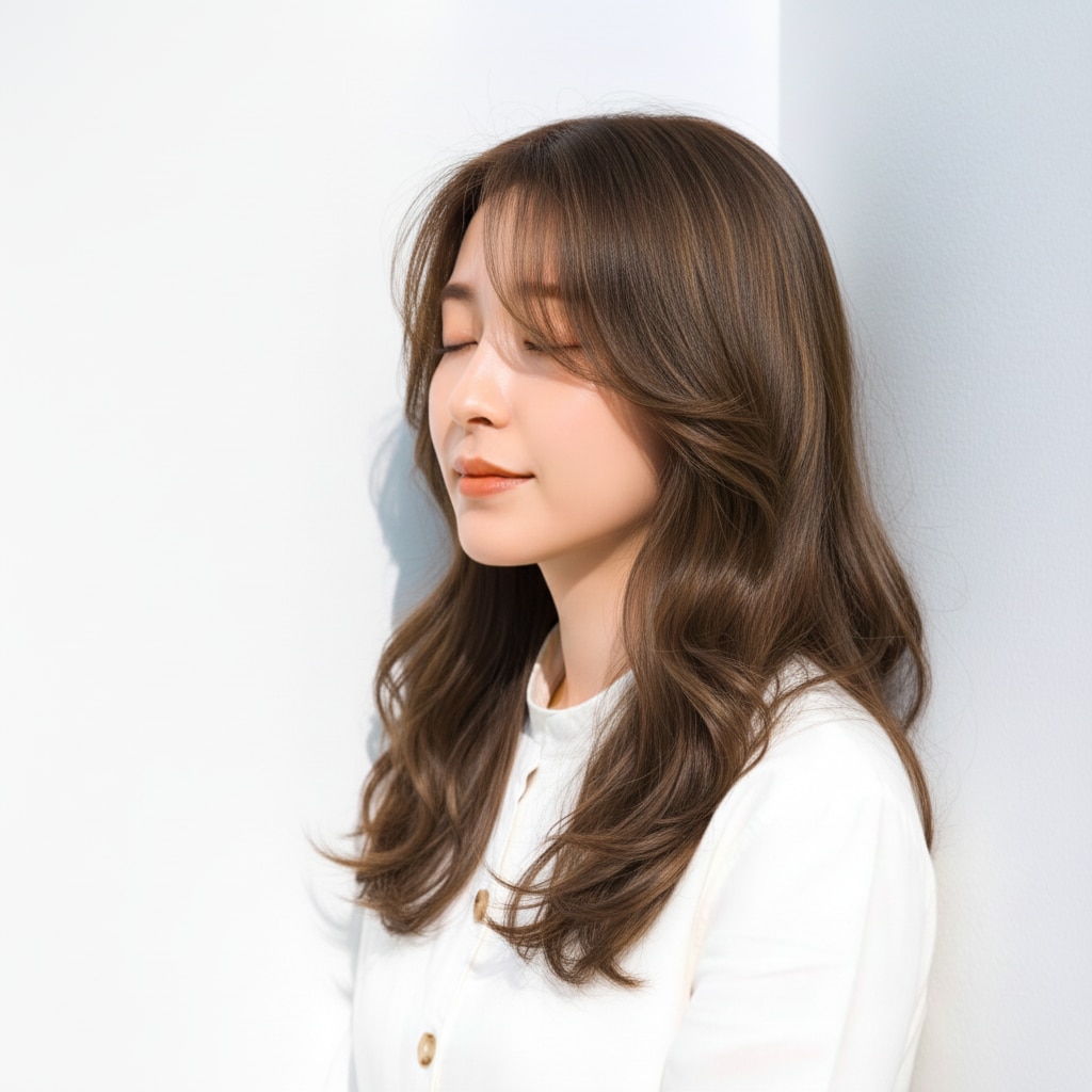 3. 明るめミルクティーベージュ×ゆるウェーブ：柔光をまとうような軽やか質感