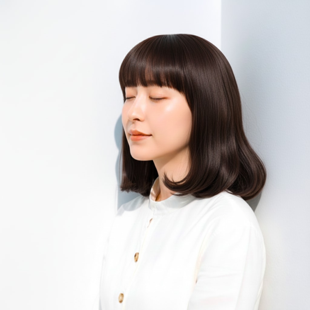 3. ダークラベージュ×つるんとボブ：上品な艶をまとえる色み