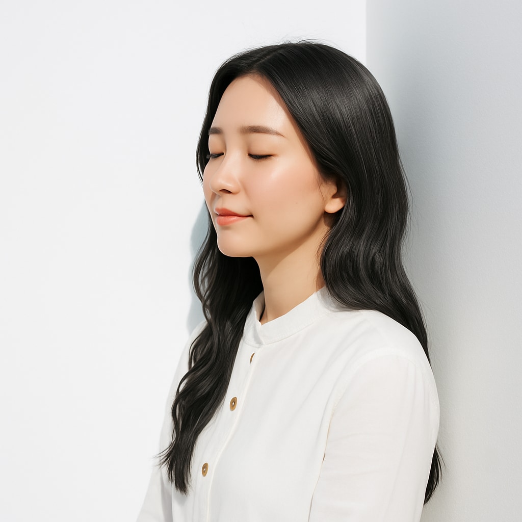 2. アッシュグレージュ×ツヤストレート：ひんやり質感で大人クールに魅せる