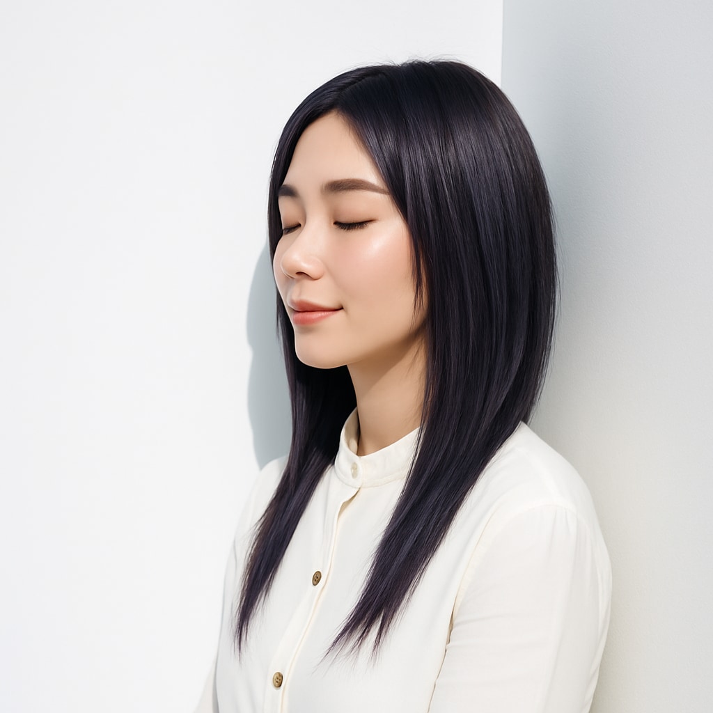 3. ディープパープル×ストレートロング：艶と深みを楽しむモードカラー