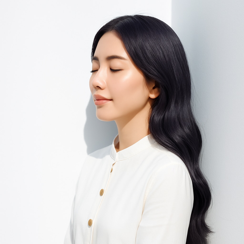 1. ラベンダー×やわらかウェーブ：透明感を引き出すスモーキーパープル