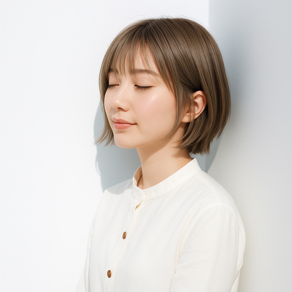 3. ベージュ×コンパクトボブ：軽さが際立つまろやかワンカール