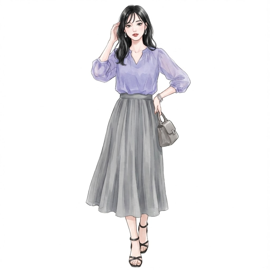 ③パープル×グレー：大人のクールフェミニン