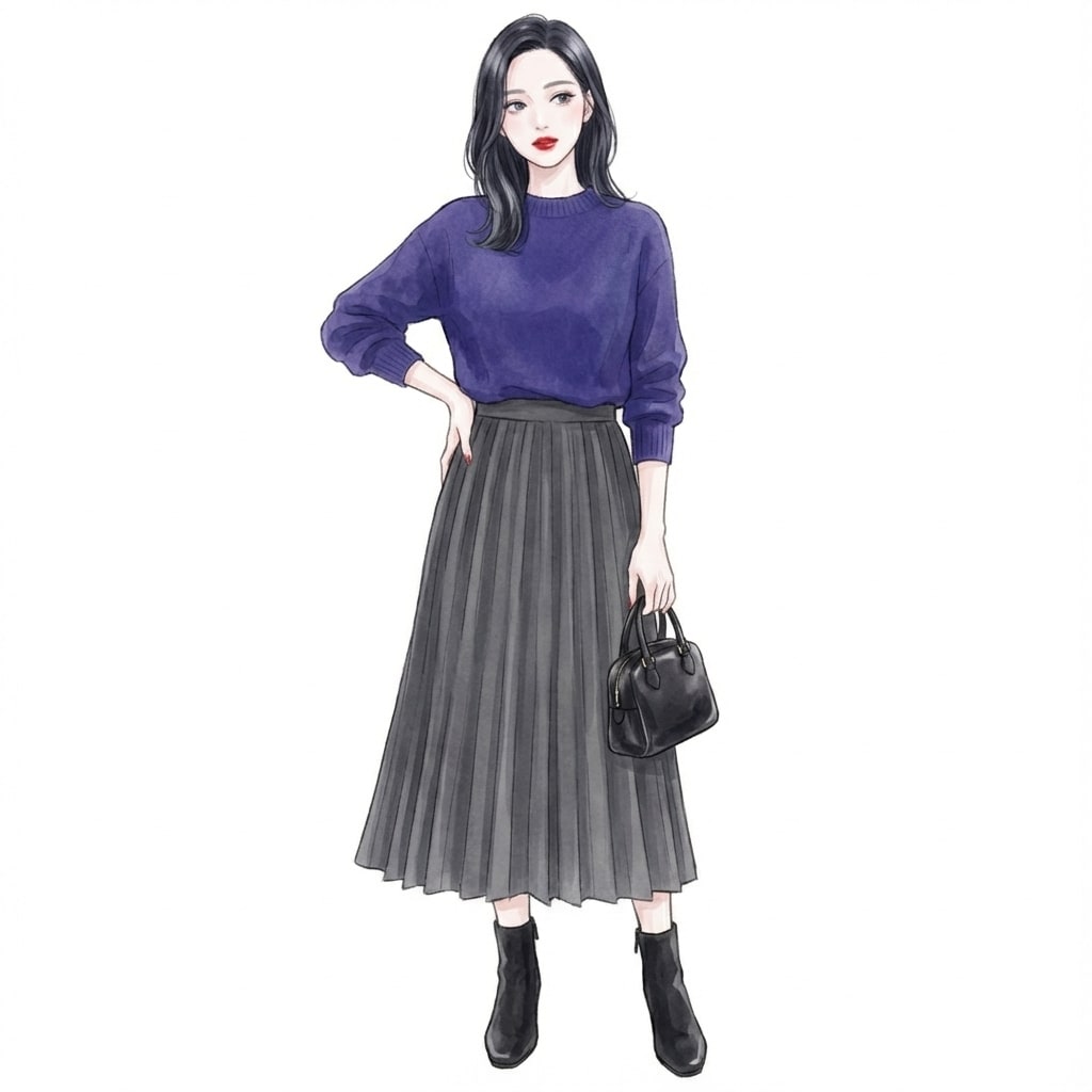 ③パープル×グレー：青みカラーで上品な落ち着き