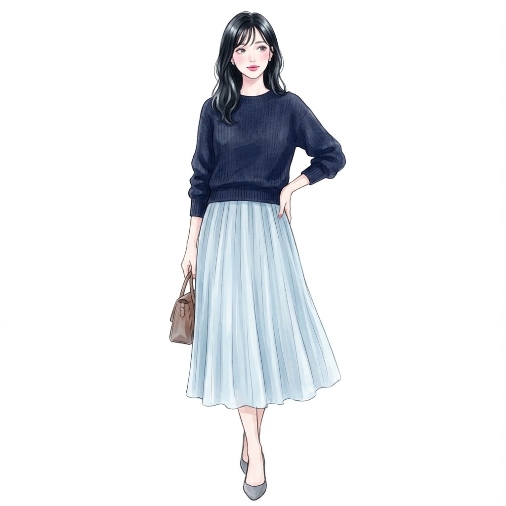 ②ネイビー×アイスブルー：濃色も青みで統一しクールに