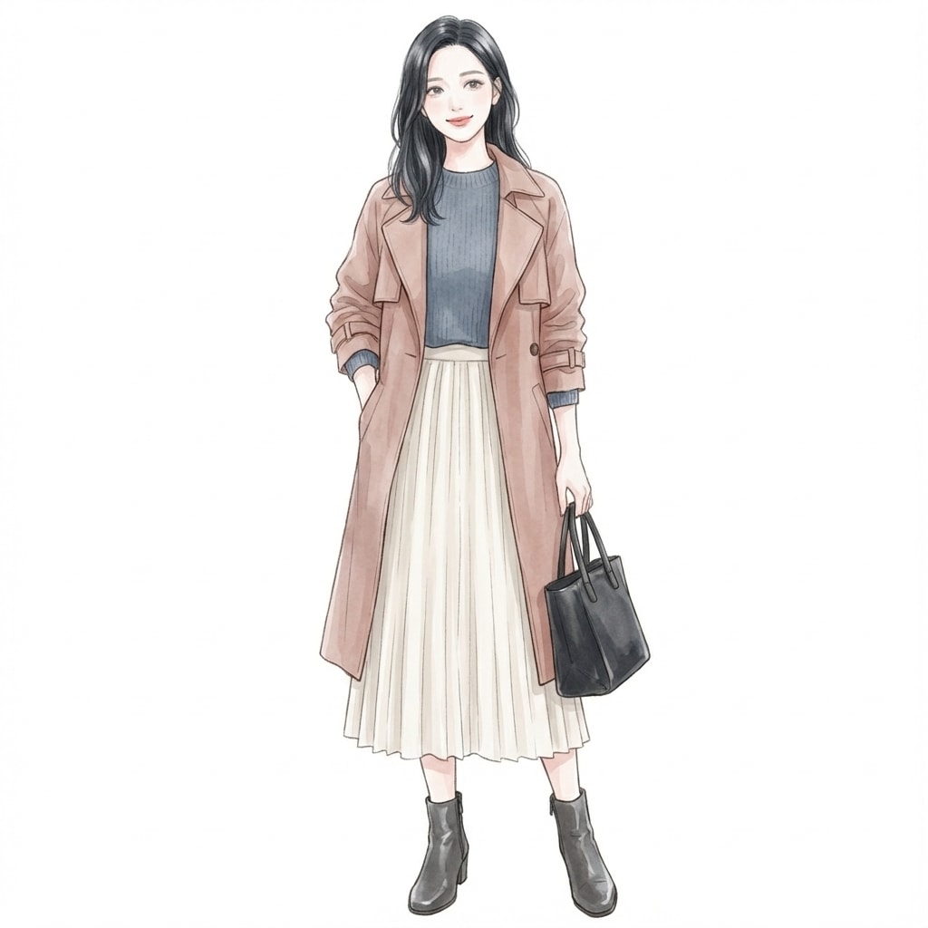 ④ブルーグレー×白：清潔感のある秋配色