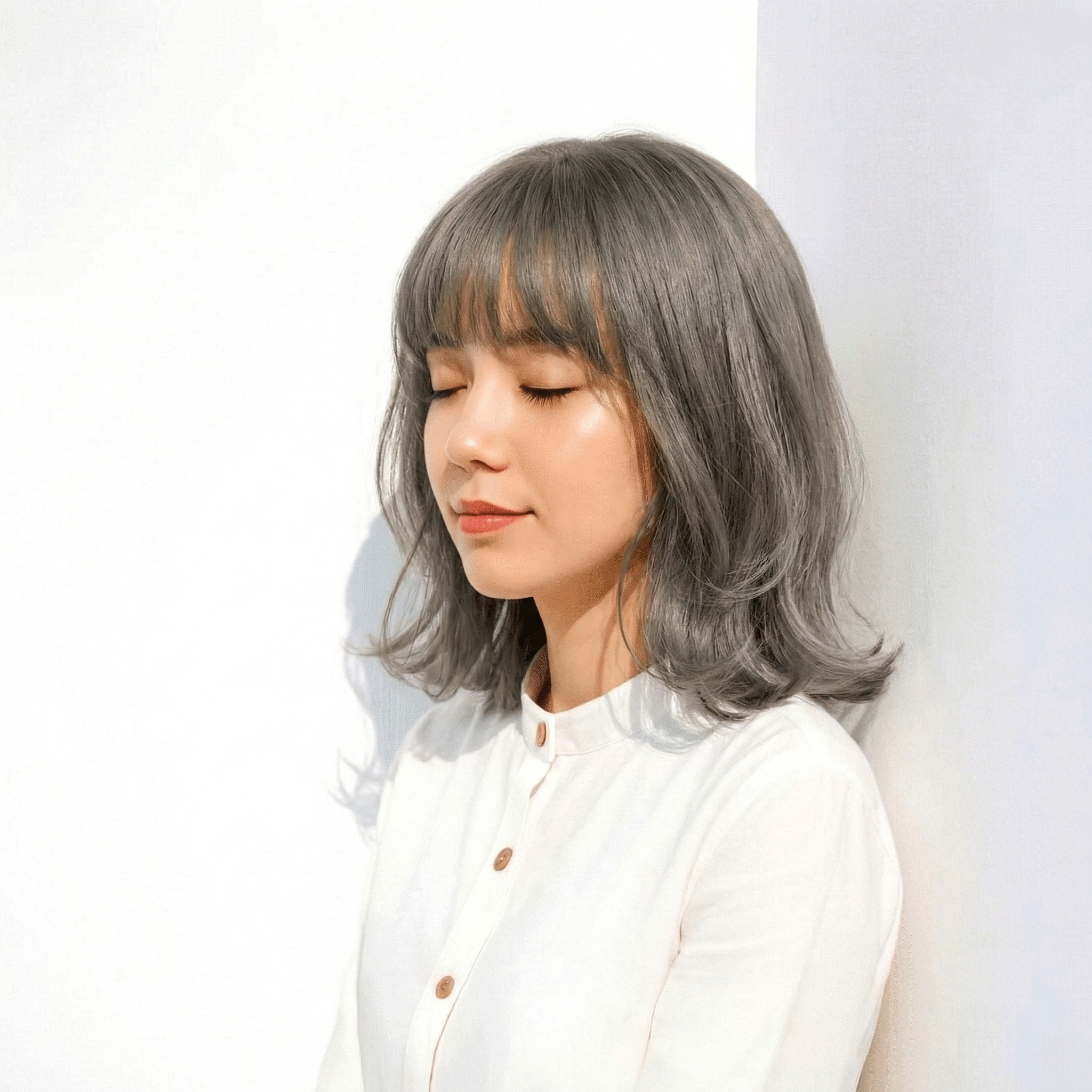 ハイライト×ミディアム①：なじませ重視のスタイル