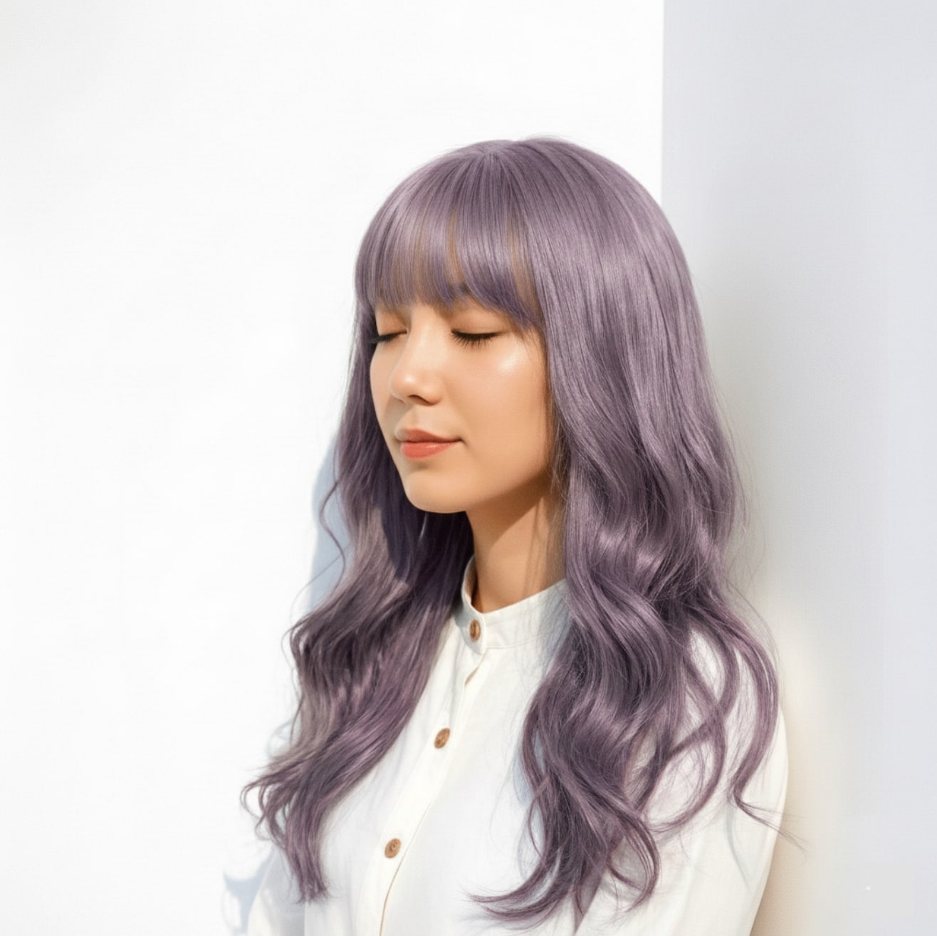 ラベンダーアッシュ×明るめカラー：透明感が主役のやわらかロング
