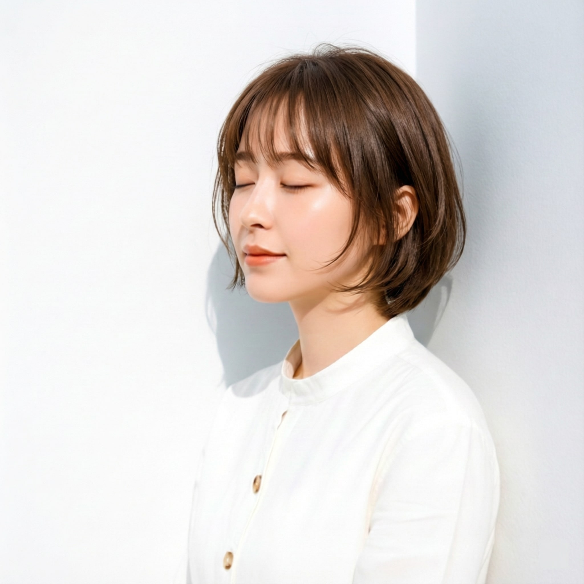 ベース型（エラ張り）さんにおすすめの「斜めバング」