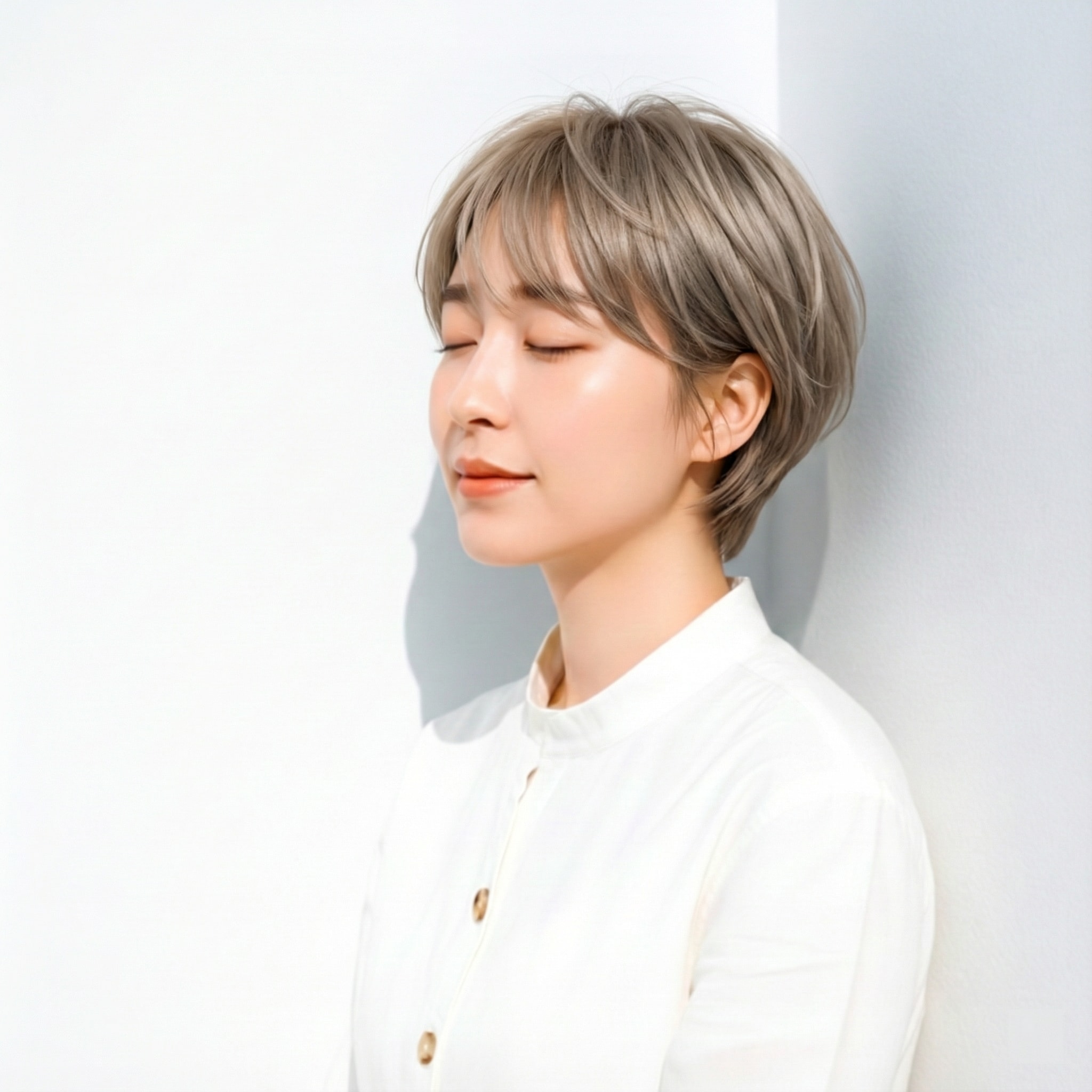 3. ショート×斜めバング：甘さを抑えた上品スタイル