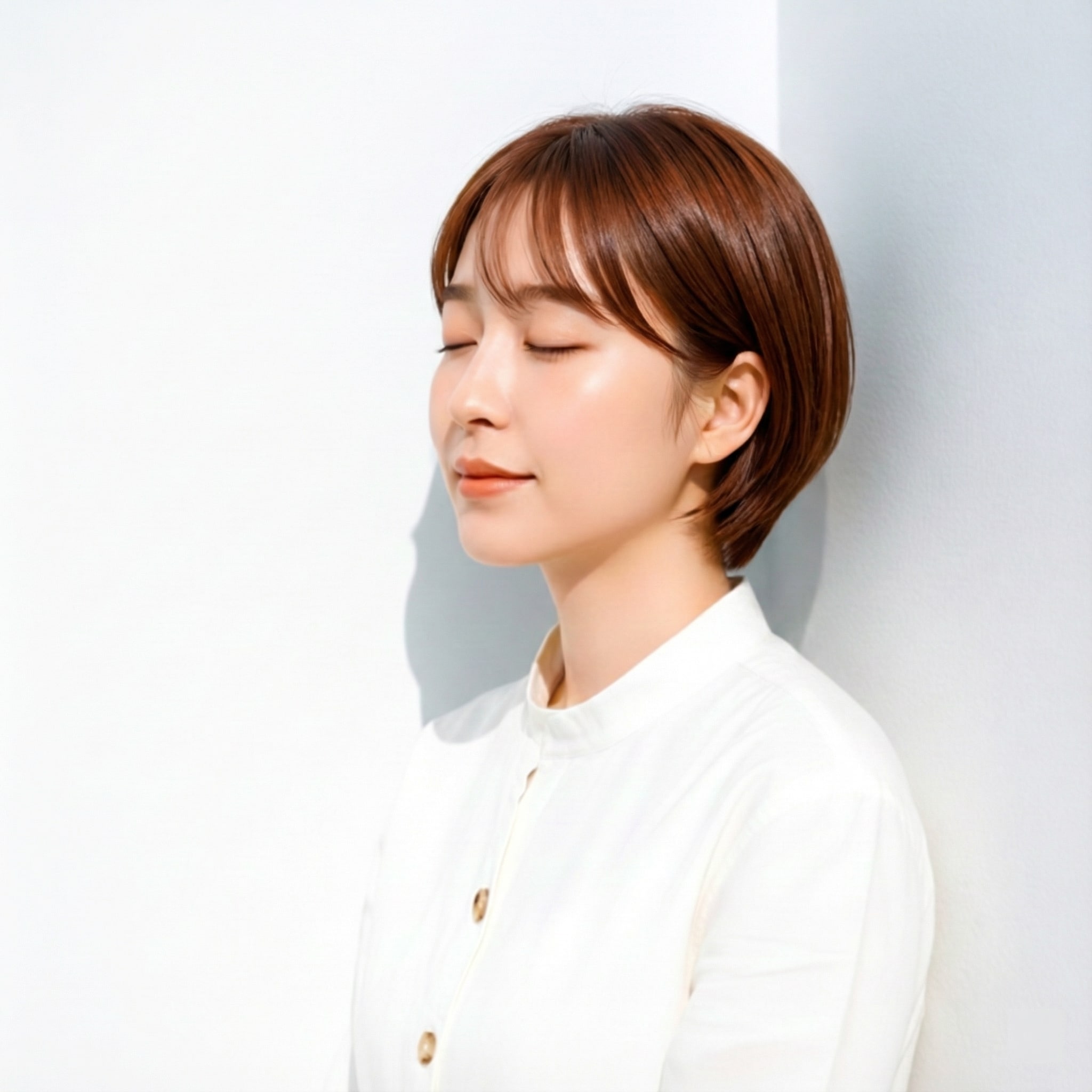 4. ショートボブ×斜めバング：前髪の割れを防ぎやすい安定感ヘア