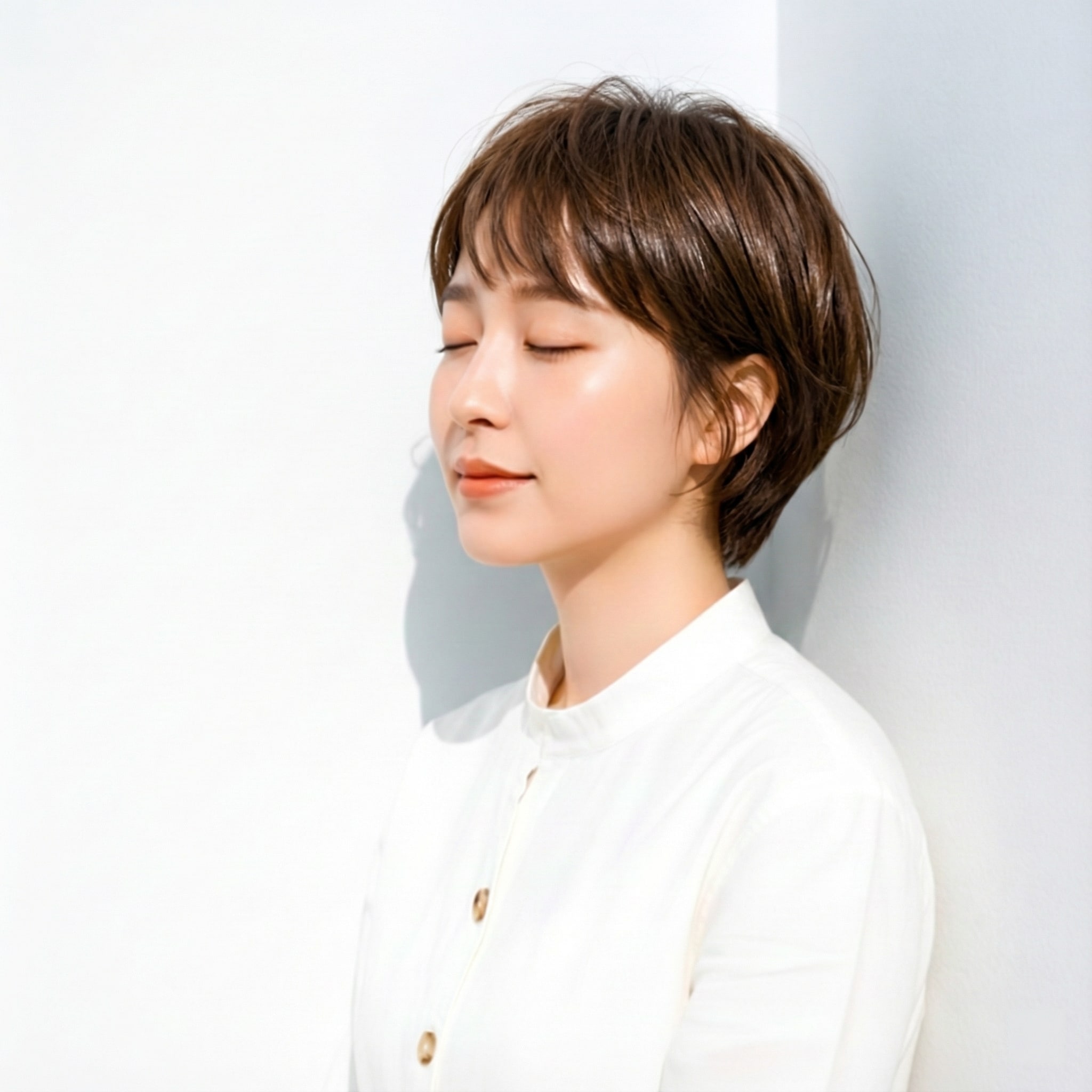 7. コンパクトショート×斜めバング：潔く大人っぽい洗練スタイル