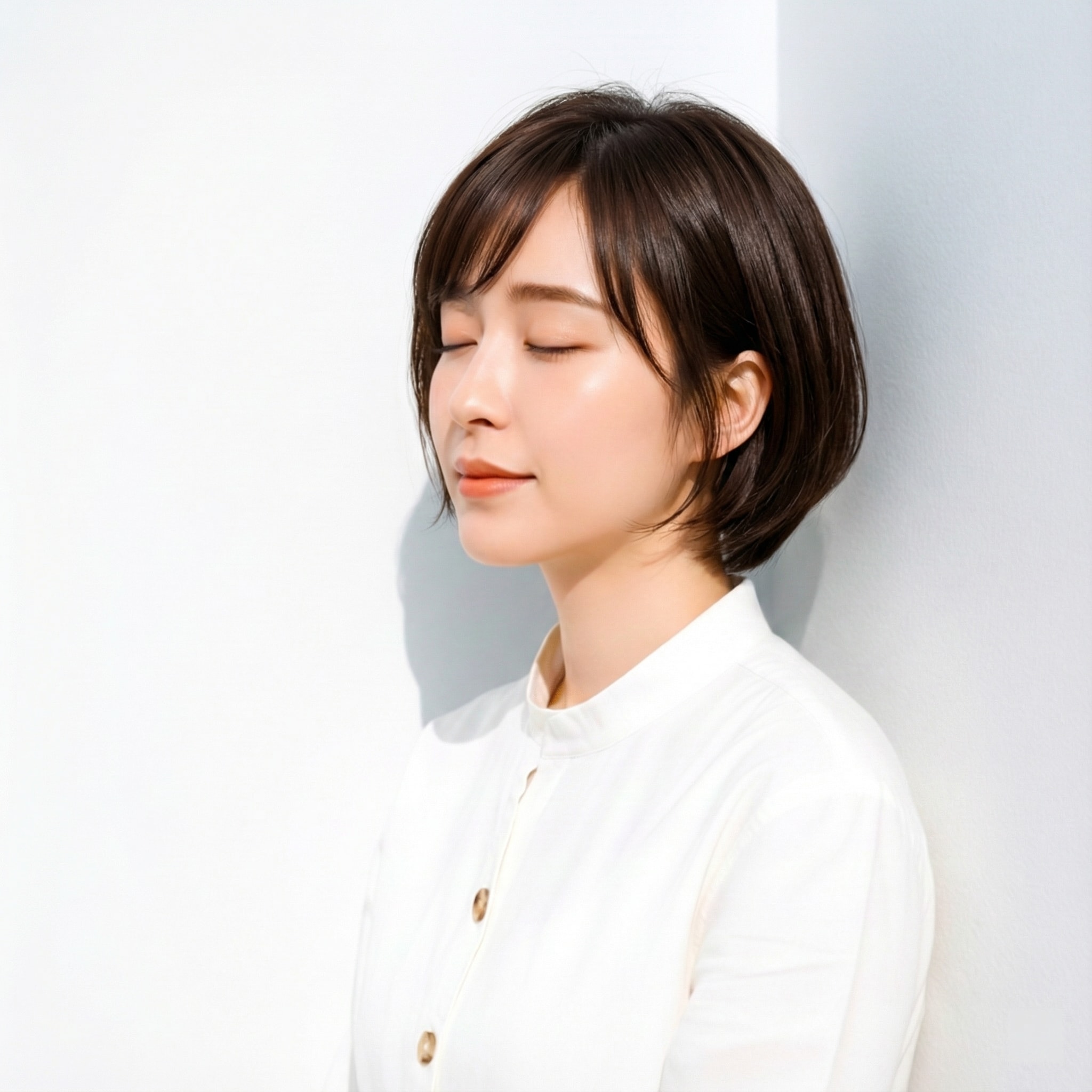 8. ボブ×斜めバング：丸みと軽さでやさしく若見え