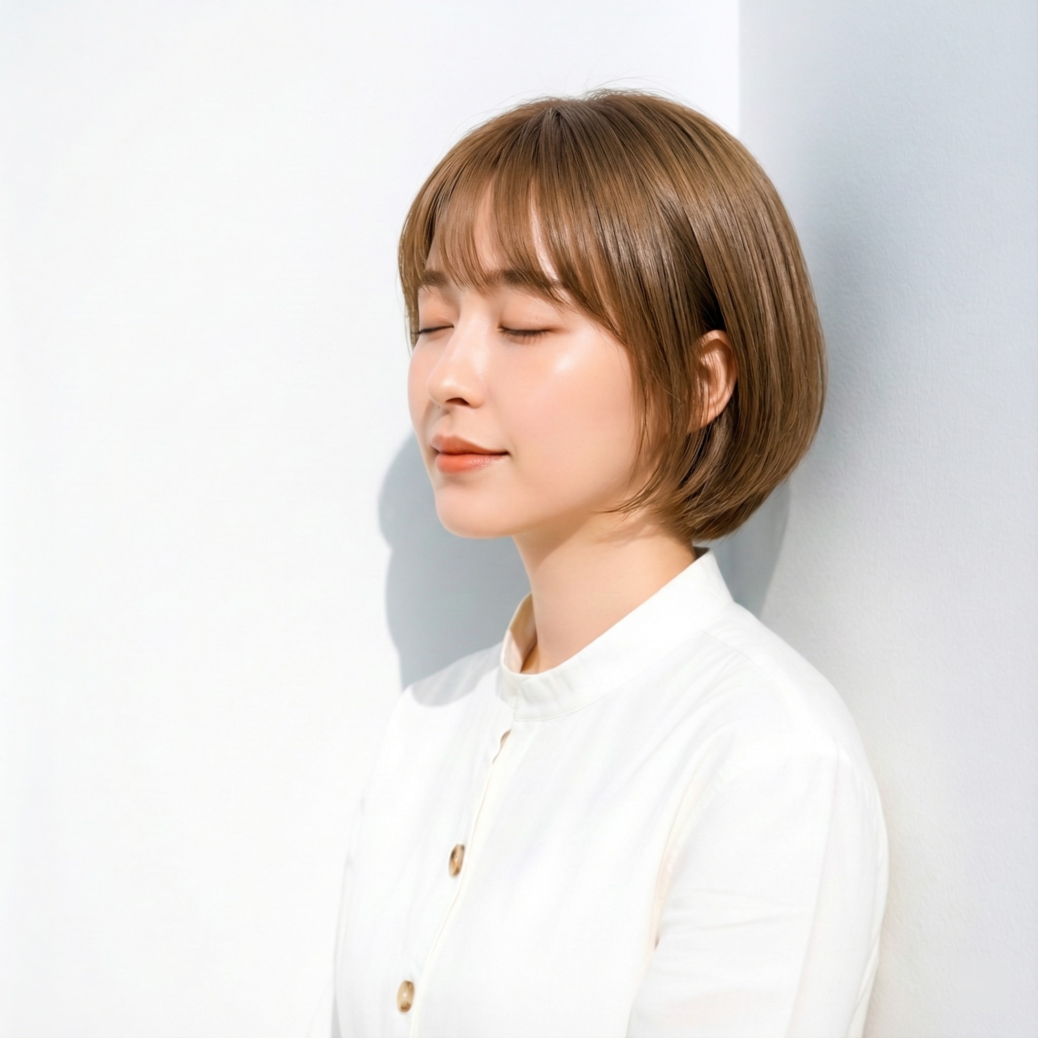 9. ボブ×斜めバング：前髪が割れにくい安定感スタイル