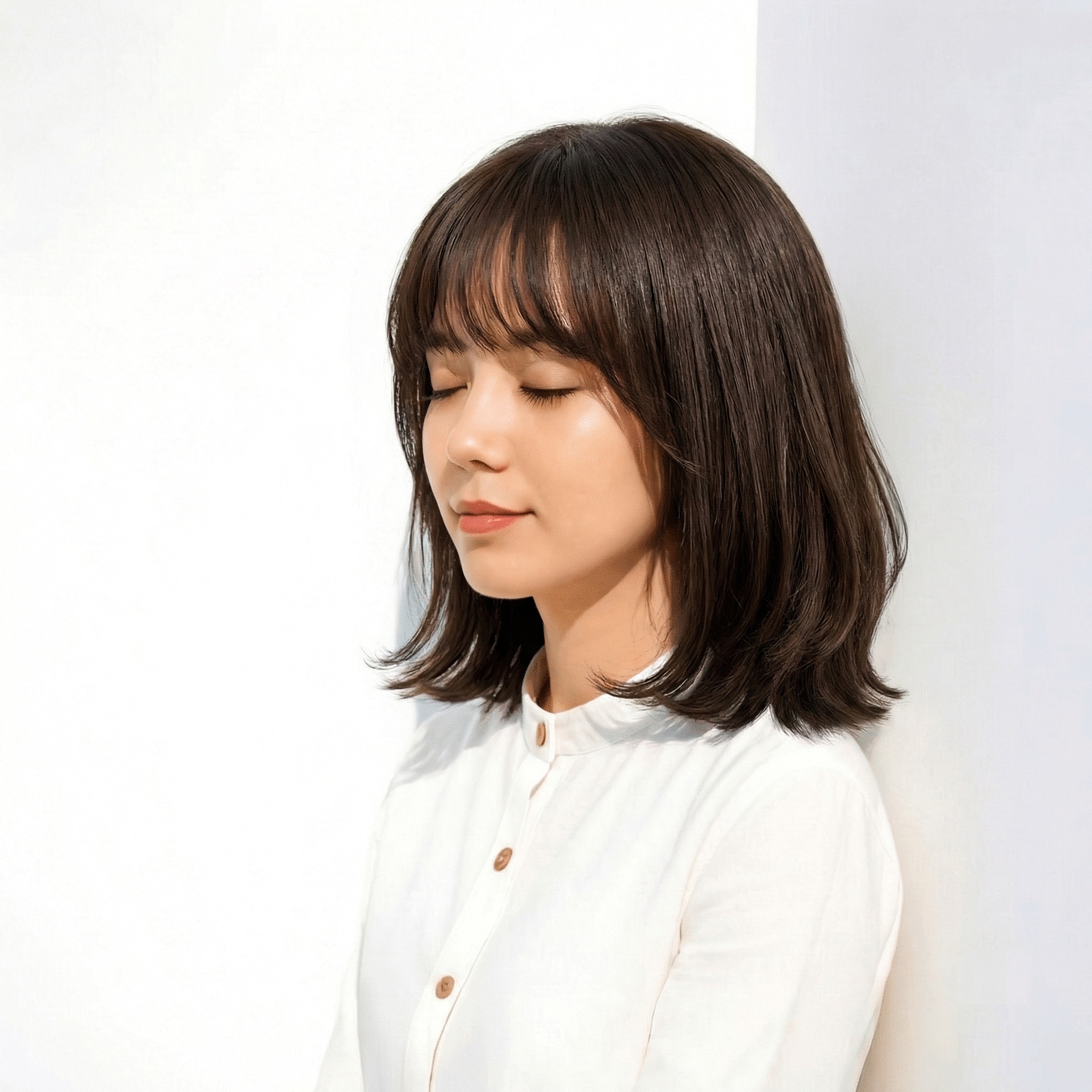 ③アッシュグレーブラウン：きちんと感と抜け感を両立