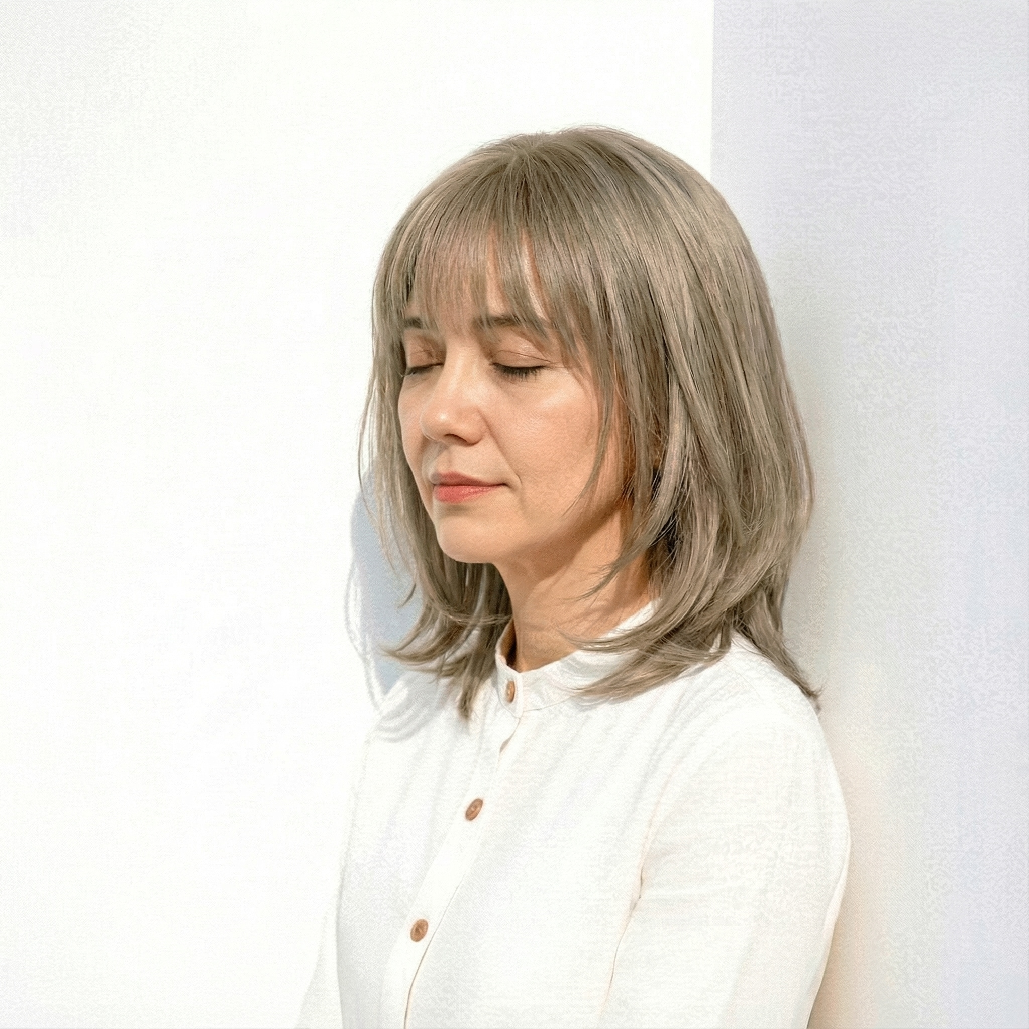 派手にならず白髪をぼかせるグレージュ