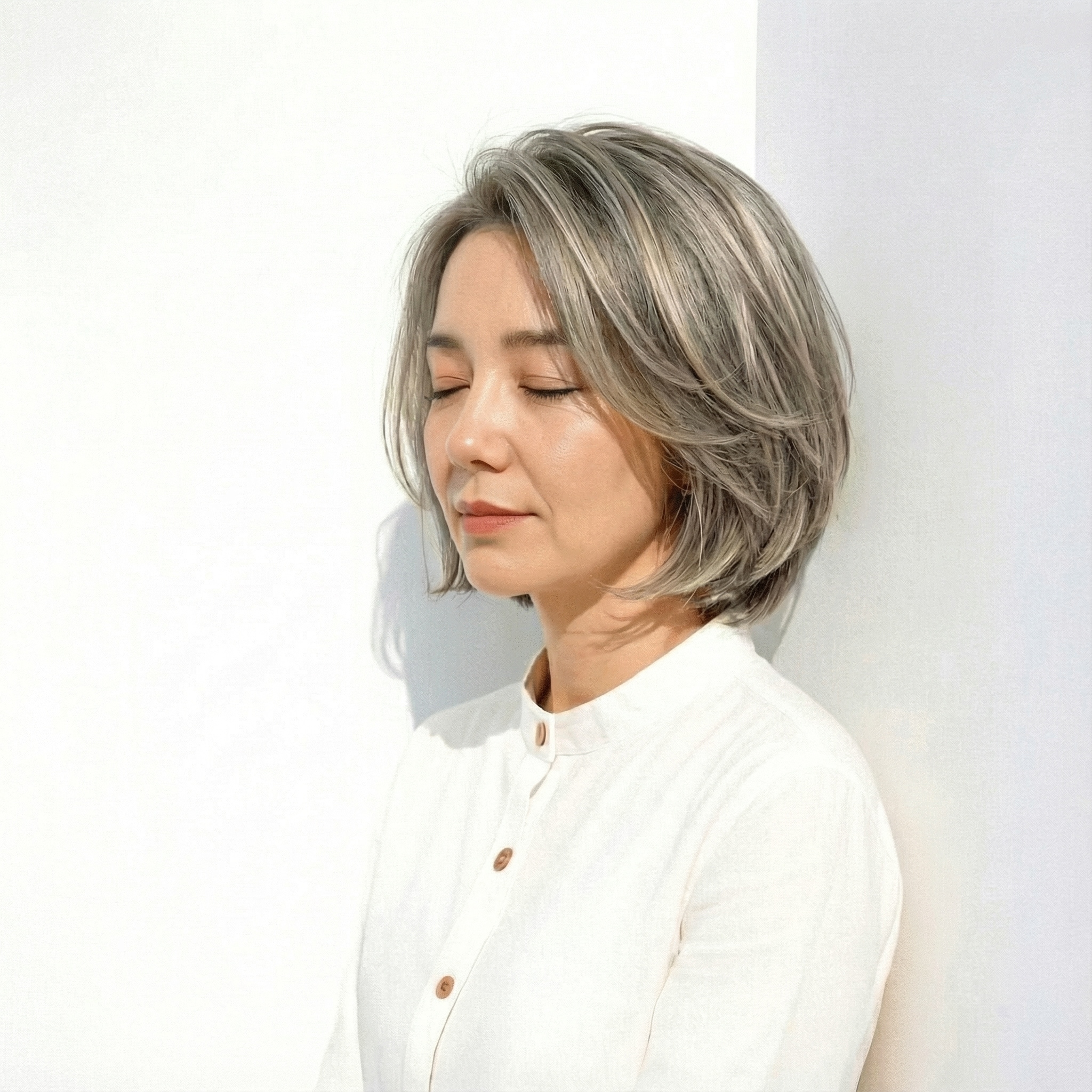 白髪が線になりにくいハイライトカラー