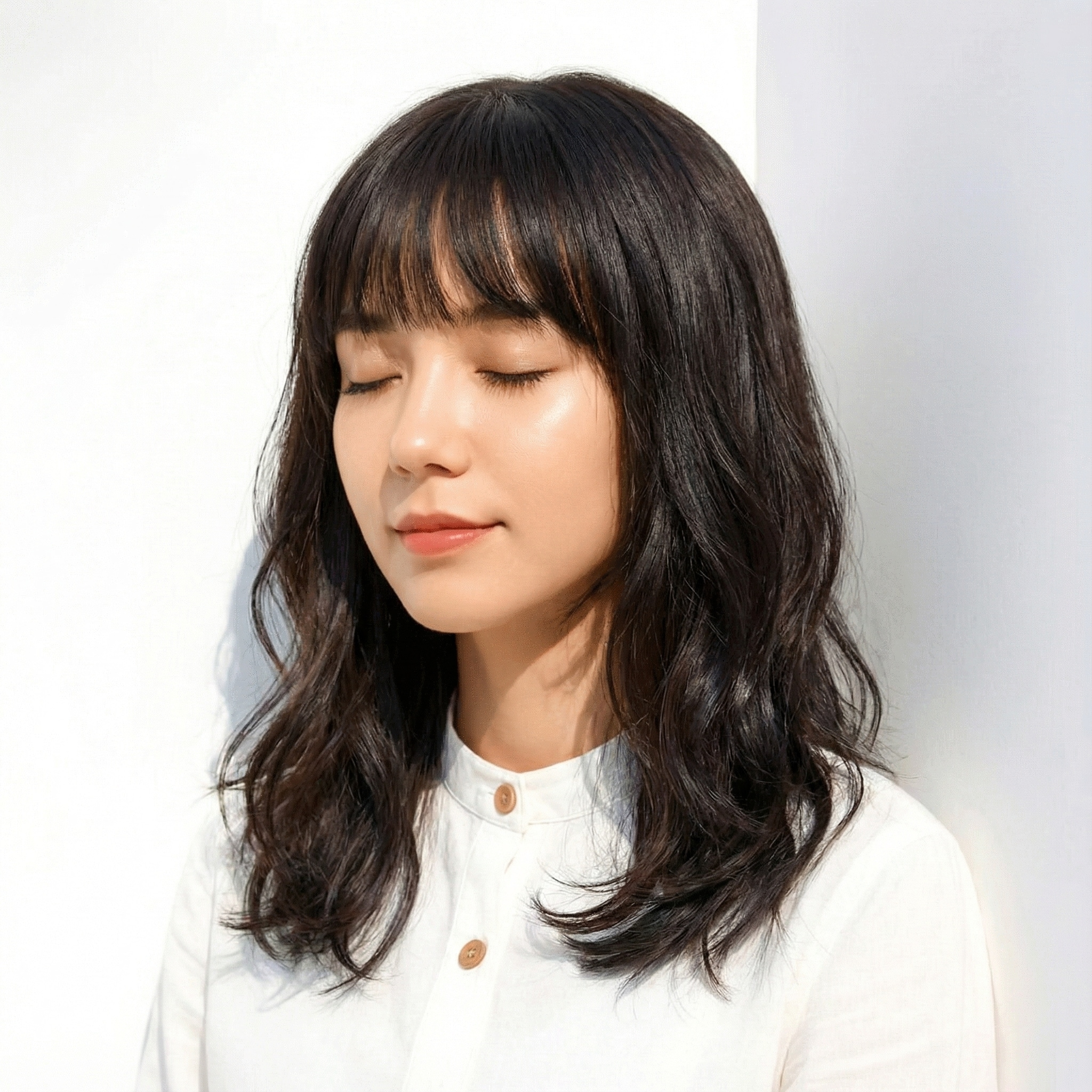 透明感のある黒髪__アッシュグレージュ