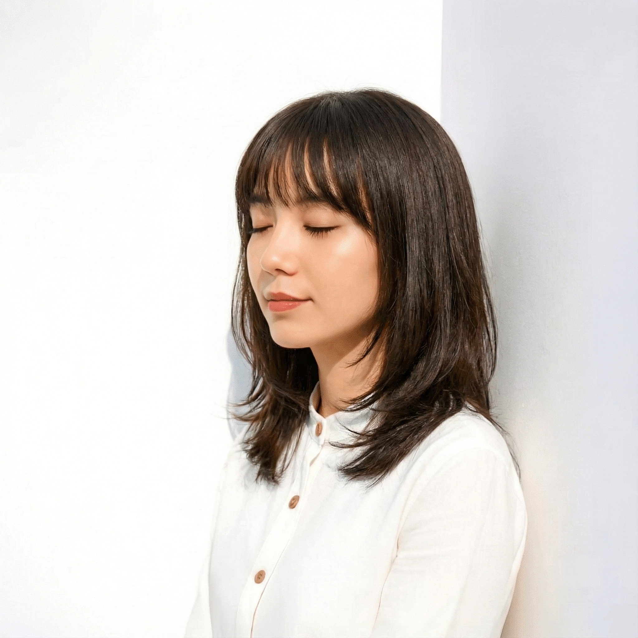  透明感のある黒髪__アッシュグレージュ