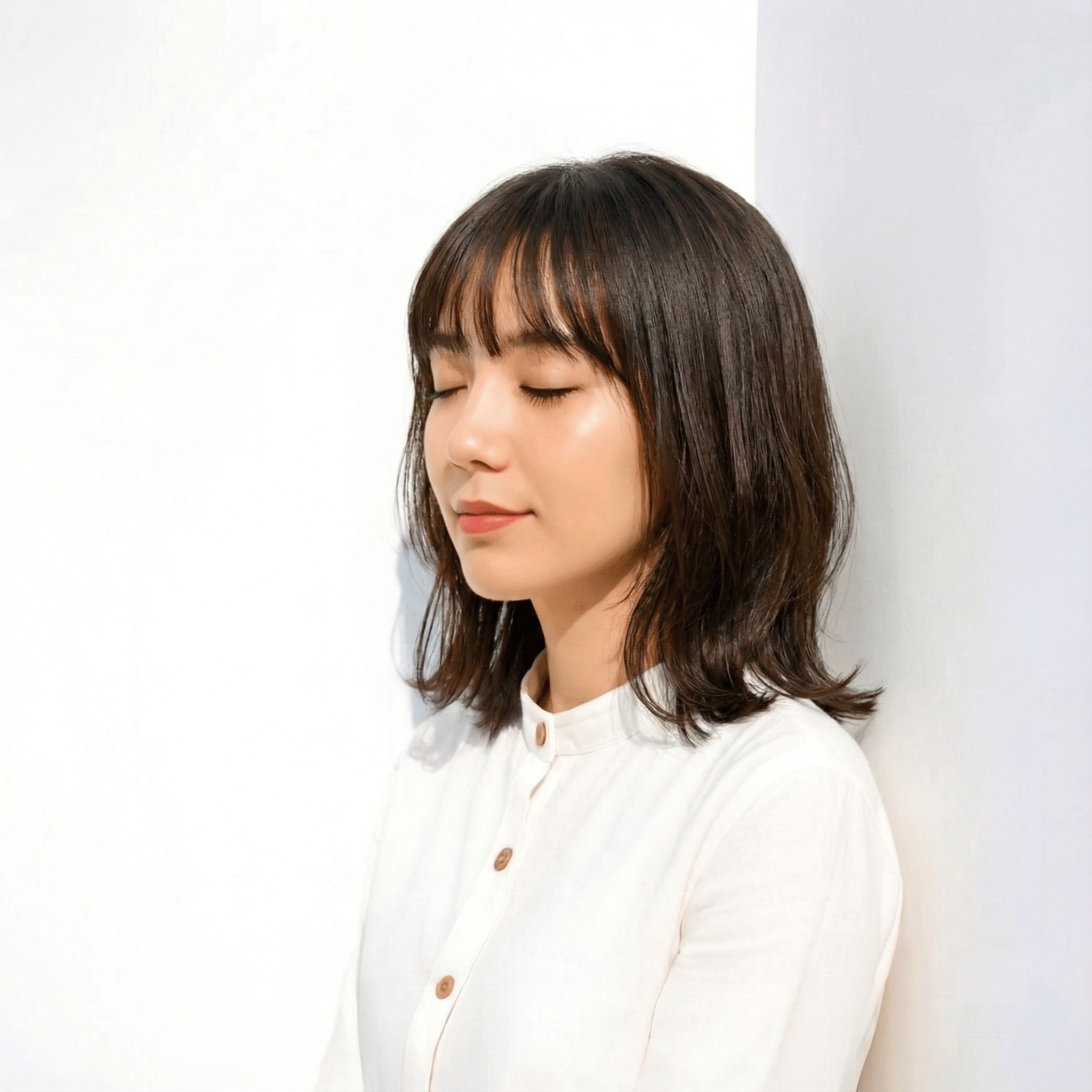 透明感のある黒髪__グレーアッシュ