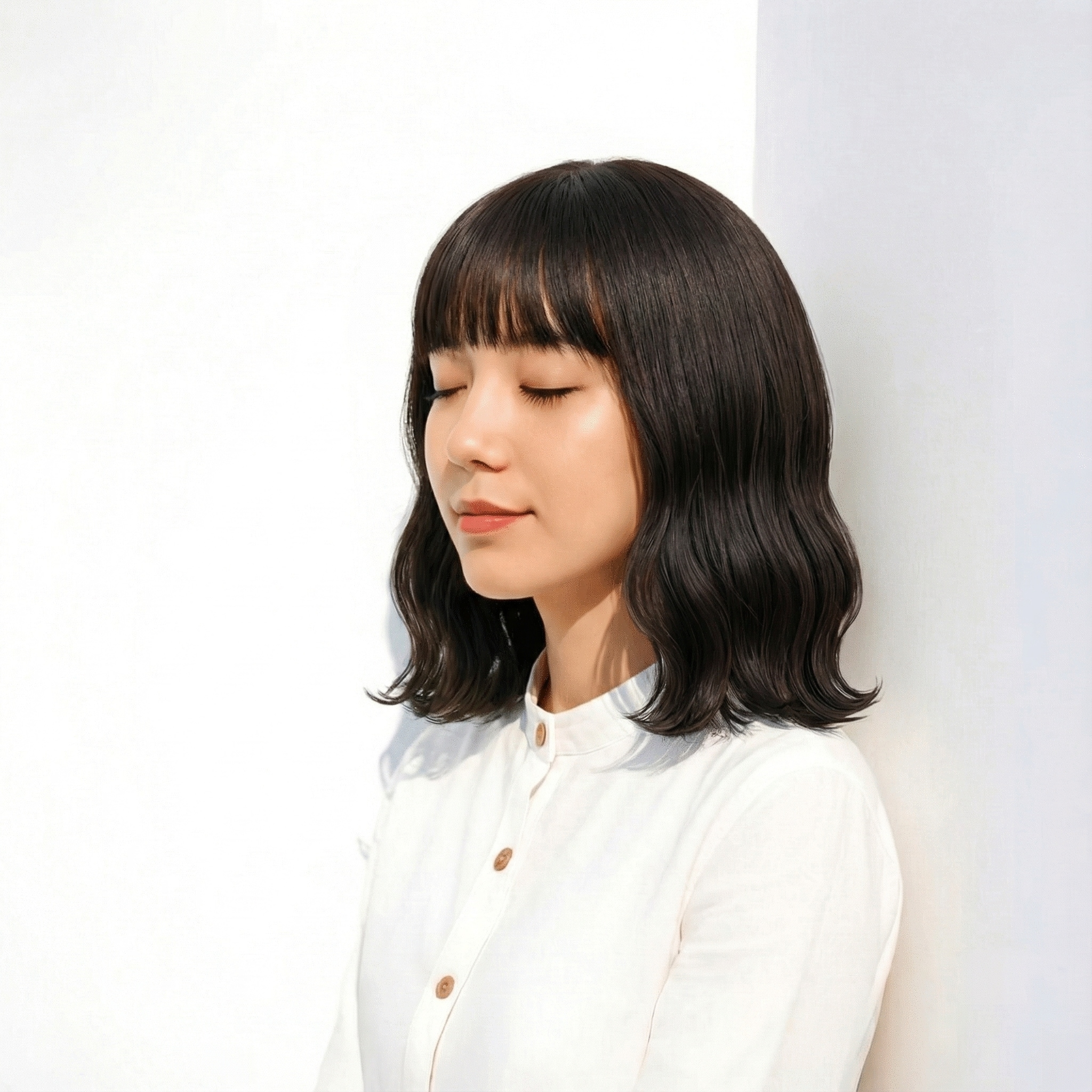 透明感のある黒髪__スモーキーアッシュ