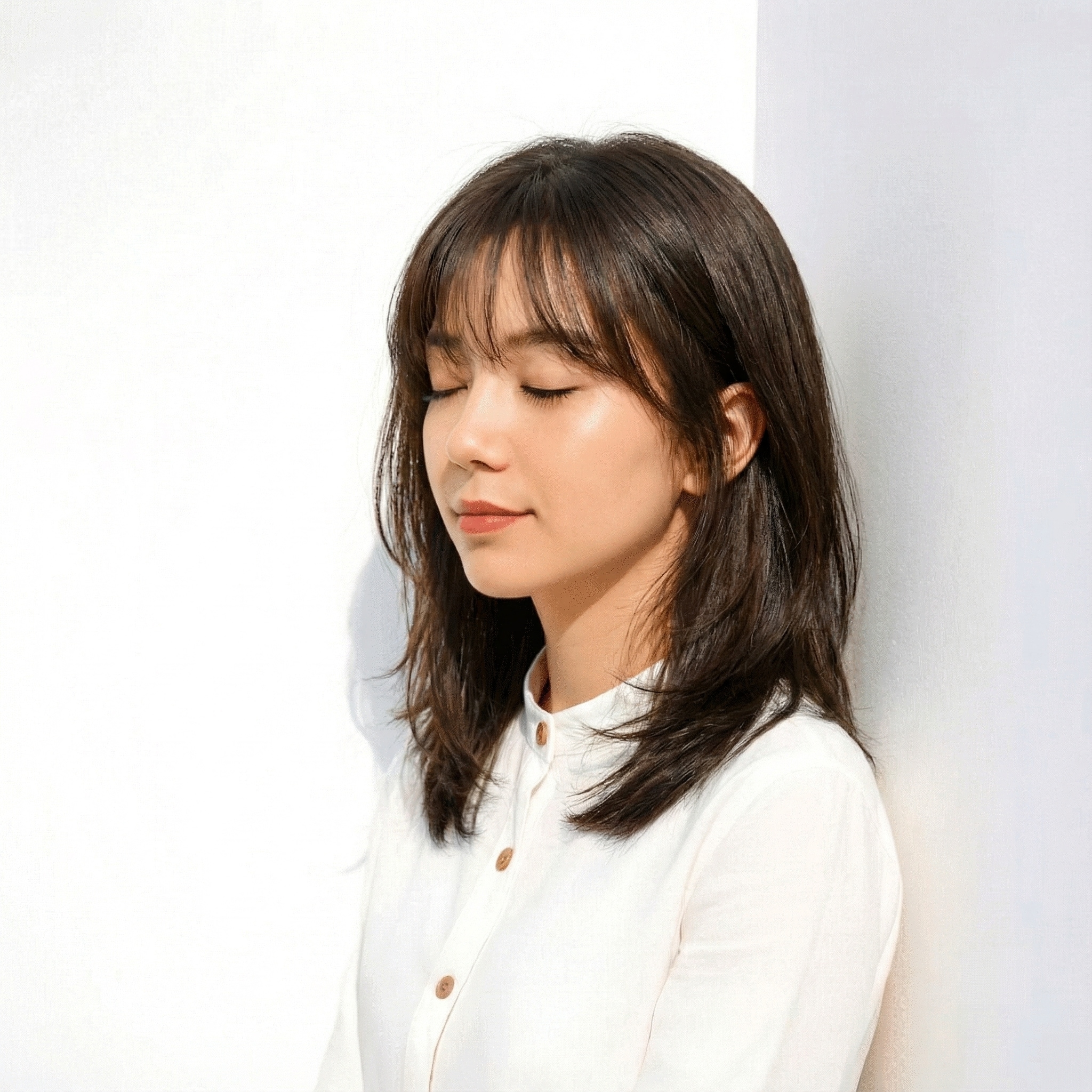 透明感のある黒髪__スモーキーアッシュ