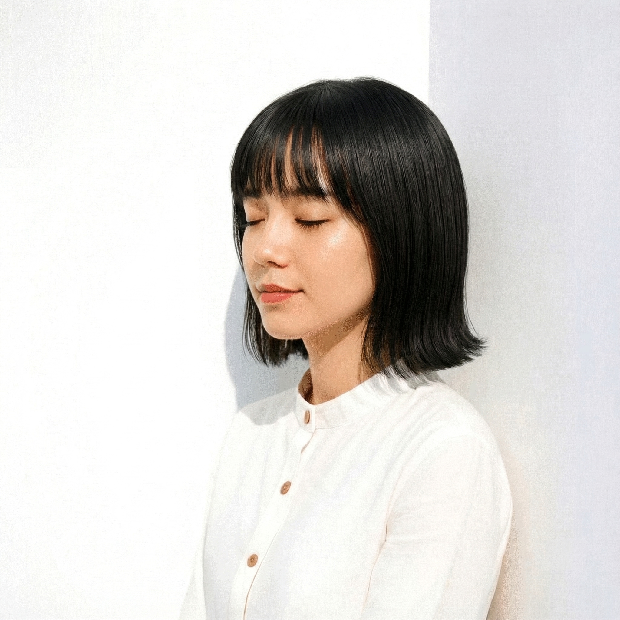 透明感のある黒髪__ブルーブラック