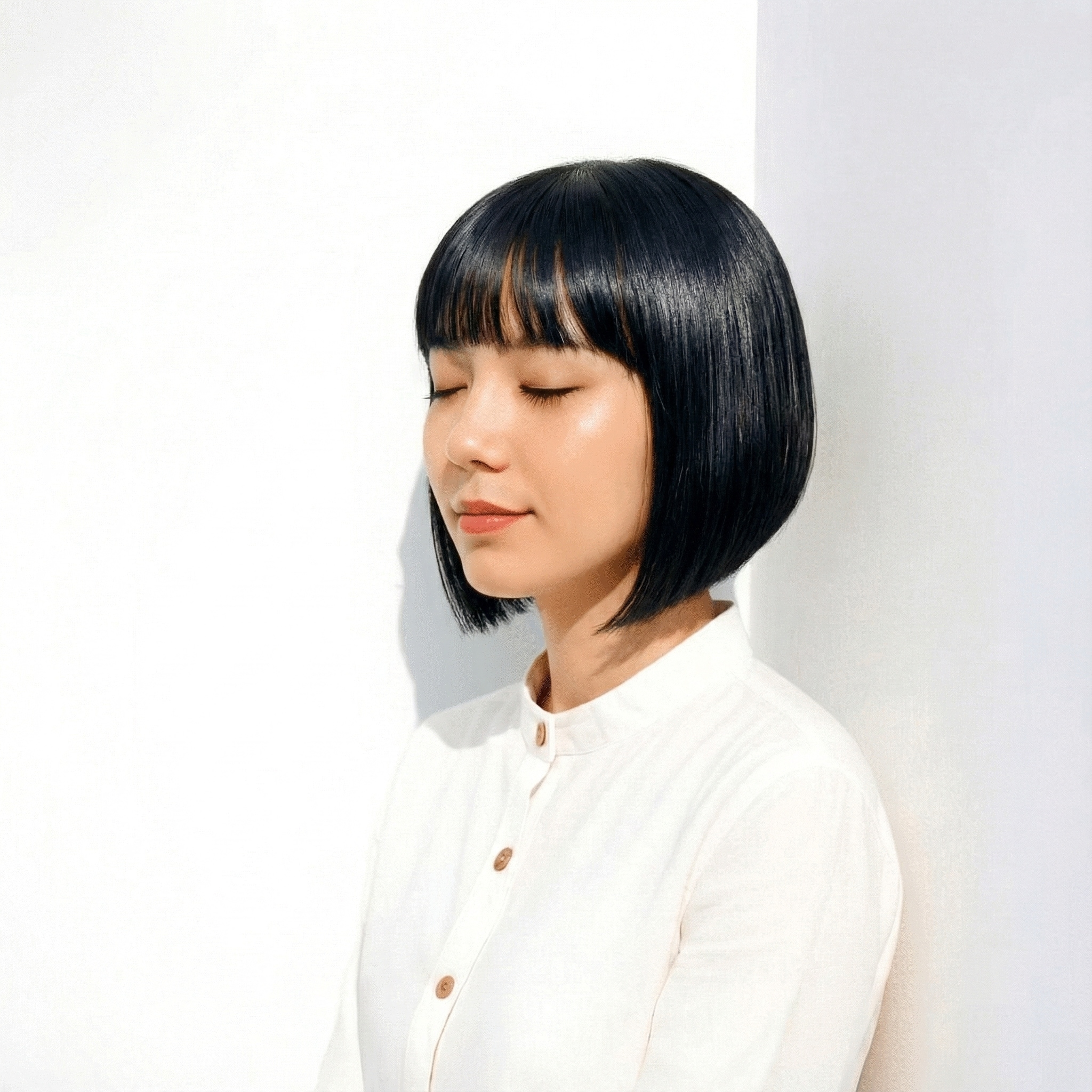 透明感のある黒髪__ブルーブラック