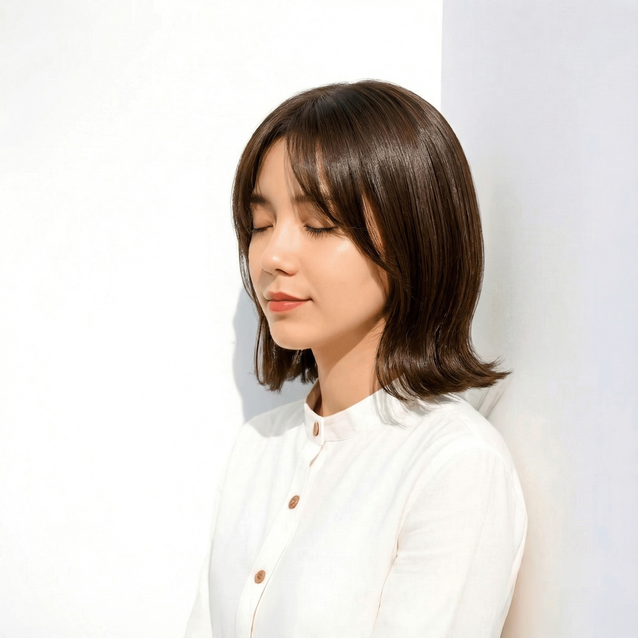 透明感のある黒髪__マットアッシュ