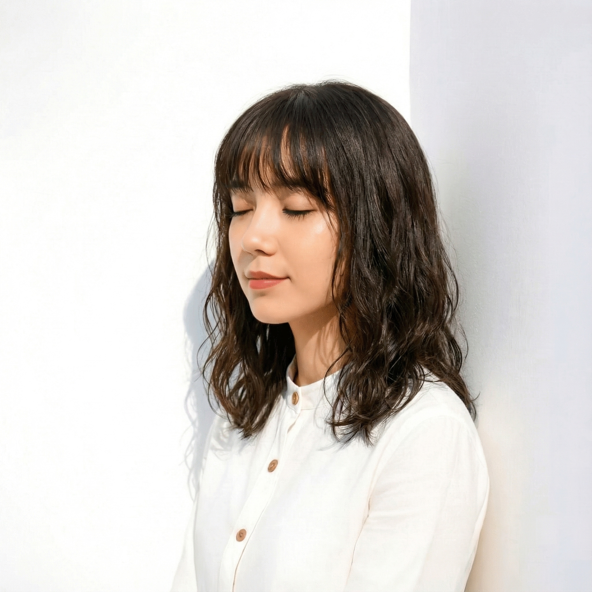 透明感のある黒髪__マットアッシュ