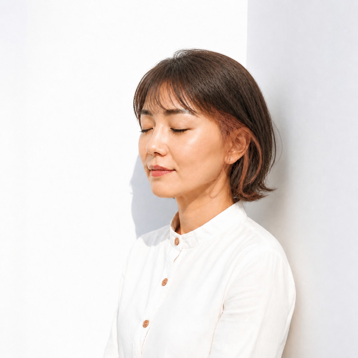 1. インナーカラー × コッパー：40代のボブに暖かなアクセント