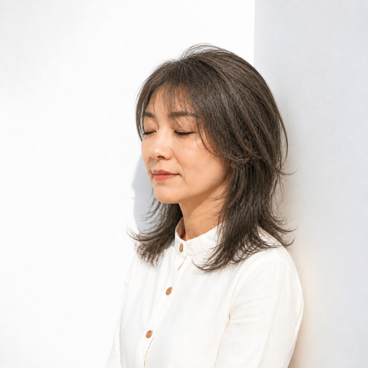 1. ウルフカット × セミロング・ロング × くびれレイヤー：長さを残して軽やかに