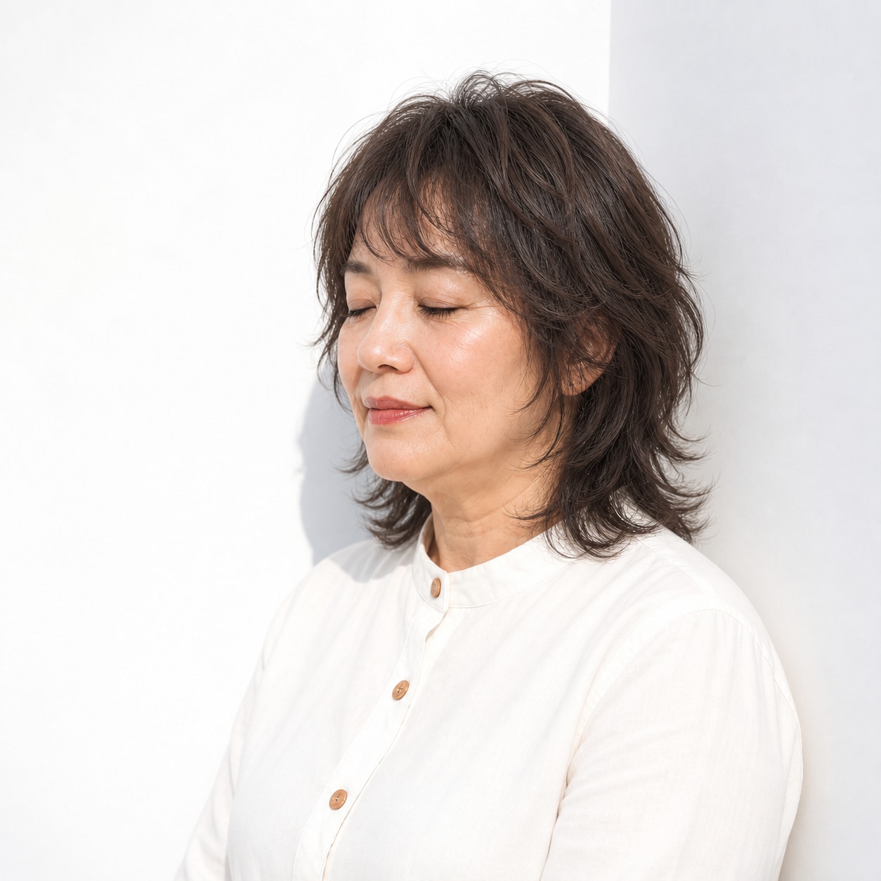 1. ウルフカット × 外ハネ：首元に縦の抜けができ、ウルフらしい輪郭がはっきりします