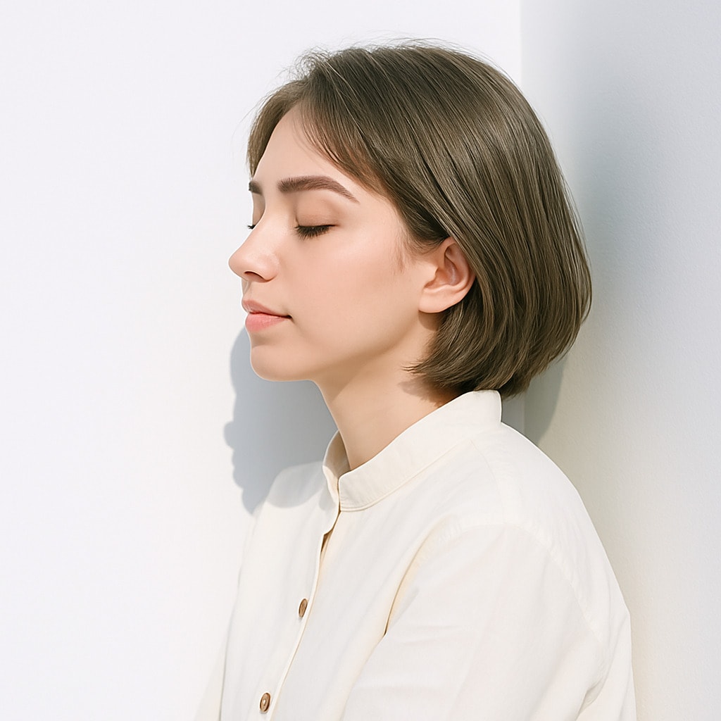 1. オリーブベージュ×抜け感：澄んだ印象で垢抜ける