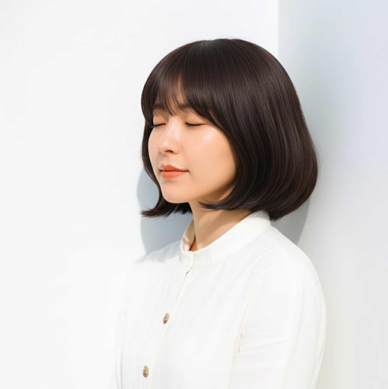 1. オリーブベージュ×柔らか質感ウェーブ：赤みなしで軽い柔らかさが出る