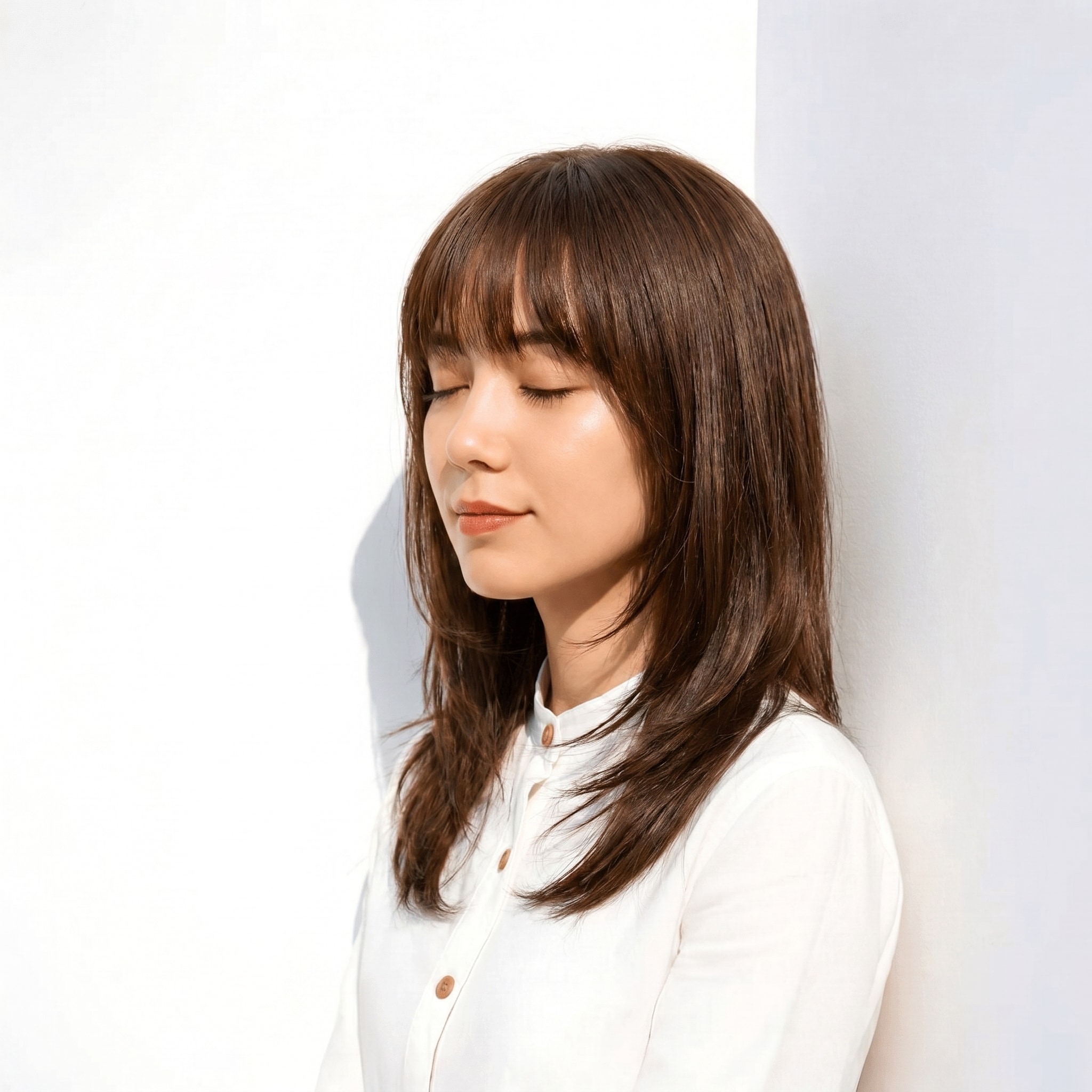1. カーキブラウン×赤みレスブラウン×面が整うストレート: ラフな動きで、作り込みすぎない今っぽさを出す