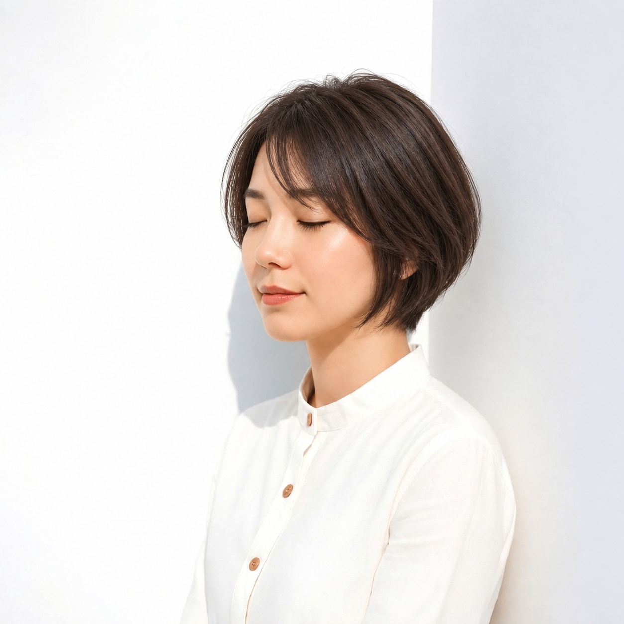 1. グラデーションボブ × 丸みシルエット：フェイスラインの近くで収まり、コンパクトな輪郭を作れます