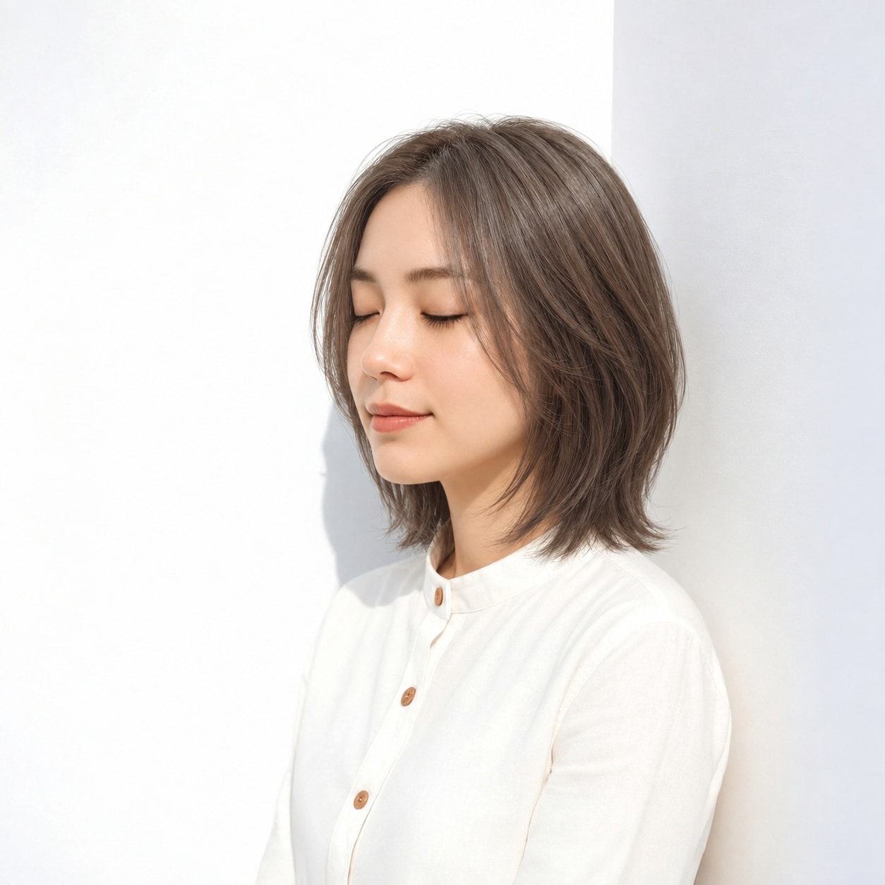 1. ショートレイヤー × 長め × 丸みショート：横から見た奥行きが出て、短いえり足との対比がきれいです