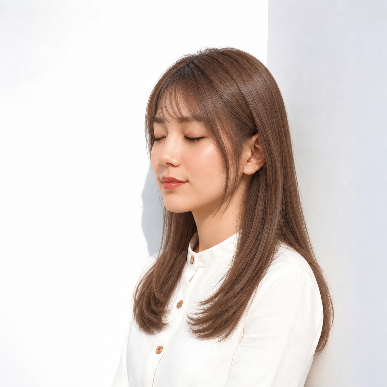 1. ストレートロング × 顔まわりレイヤー：長いラインで上品に