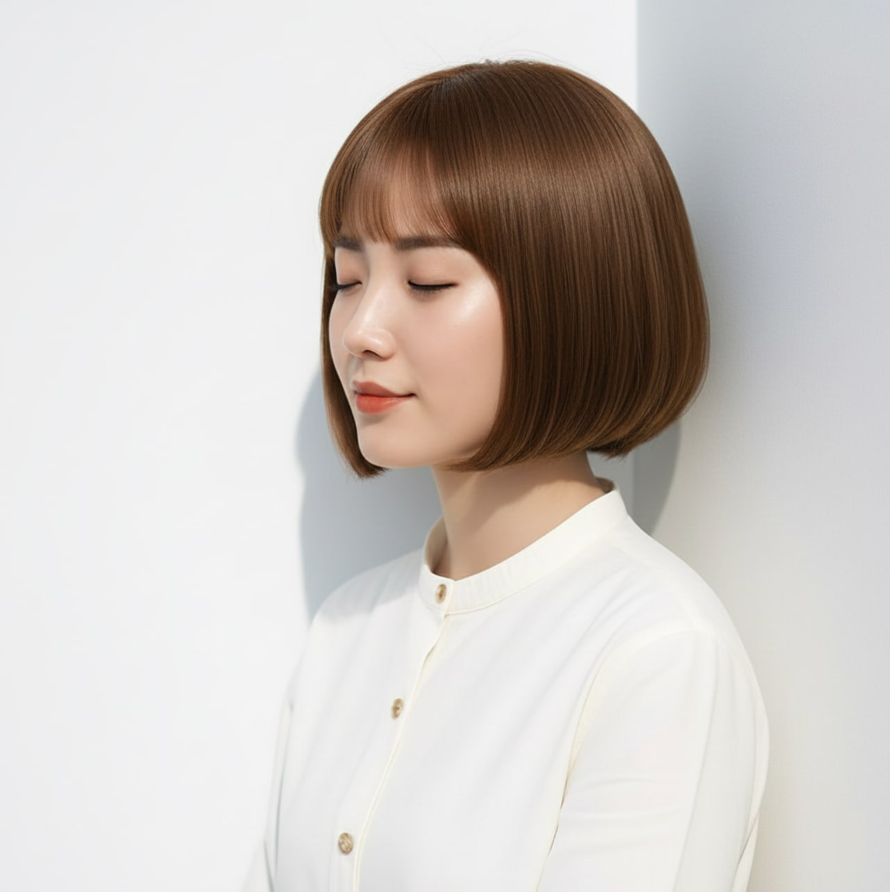 1. ナチュラルブラウン×まとまりボブ：柔らかく見せる品の良さ
