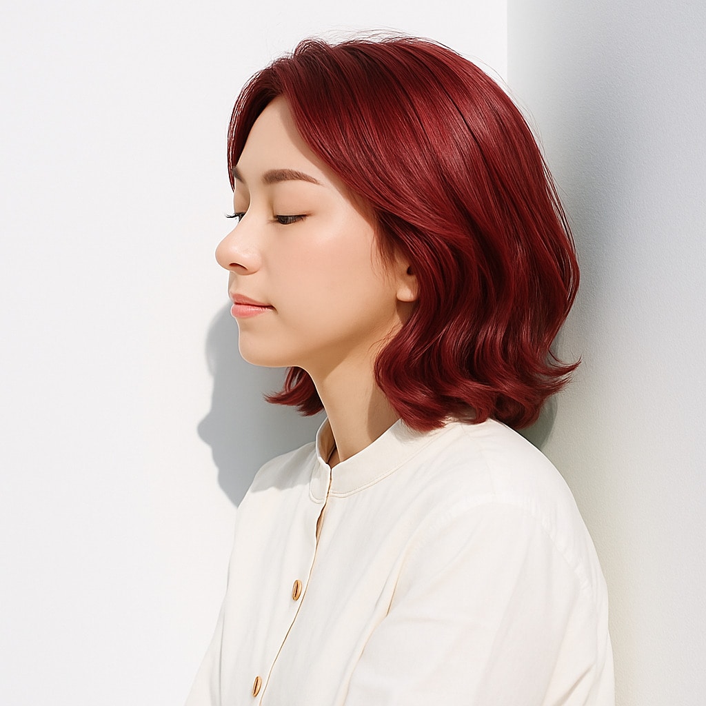 1. ピンクレッド×ミディアムボブ：可愛さと大人っぽさを両立